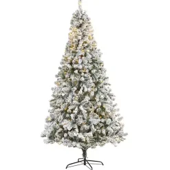 8 ft. Flocked Pre-Lit Rock Spruce Christmas Tree