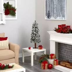 3 ft. Lit Flocked Grand Alpine Trunk Mini Tree