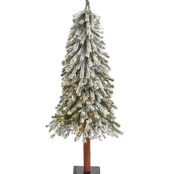 4 ft. Lit Flocked Grand Alpine Christmas Tree