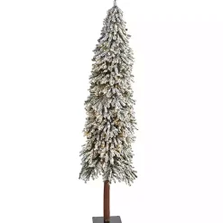 7 ft. Lit Flocked Grand Alpine Christmas Tree