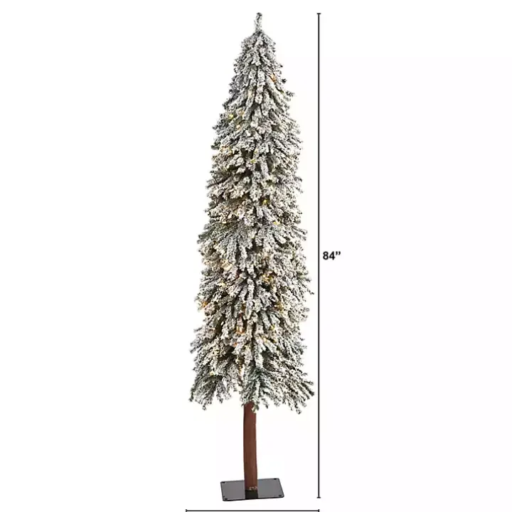 7 ft. Lit Flocked Grand Alpine Christmas Tree