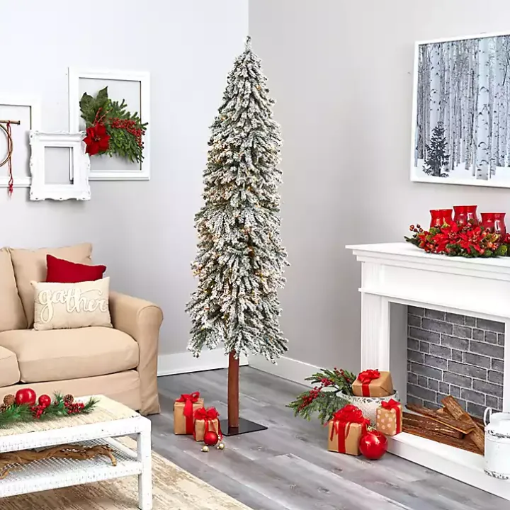 7 ft. Lit Flocked Grand Alpine Christmas Tree