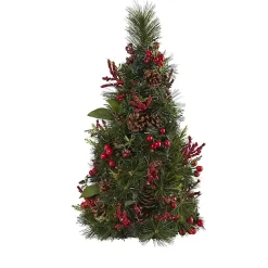 2 ft. Lit Mixed Pine and Berries Christmas Tree