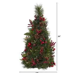 2 ft. Lit Mixed Pine and Berries Christmas Tree