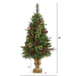 4 ft. Pre-Lit Berry and Pine Cones Tree in Urn