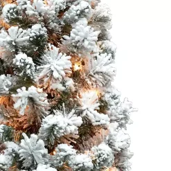 4 ft. Pre-Lit Flocked Pine Tree in Metal Pot