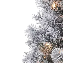 4.5 ft. Pre-Lit Flocked Potted Pine Christmas Tree