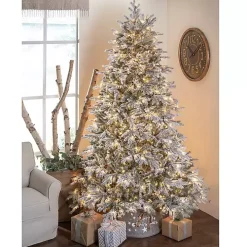 9 ft. Pre-Lit Flocked Spruce Full Christmas Tree