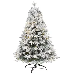 4 ft. Pre-Lit Flocked Vermont Pine Christmas Tree