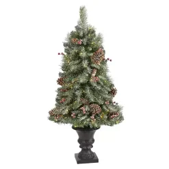 4 ft. Pre-Lit Frosted Berry and Pine Tree in Urn