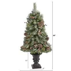 4 ft. Pre-Lit Frosted Berry and Pine Tree in Urn