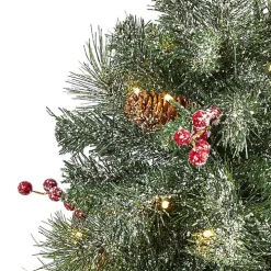 4 ft. Pre-Lit Frosted Berry and Pine Tree in Urn