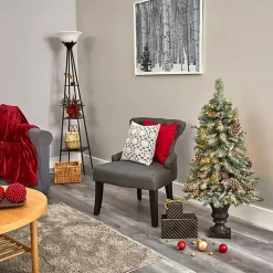 4 ft. Pre-Lit Frosted Berry and Pine Tree in Urn