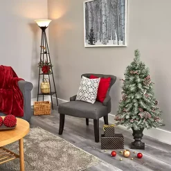 4 ft. Pre-Lit Frosted Berry and Pine Tree in Urn