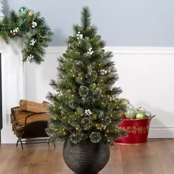 4 ft. Pre-Lit Glittery Crestwood Spruce Tree