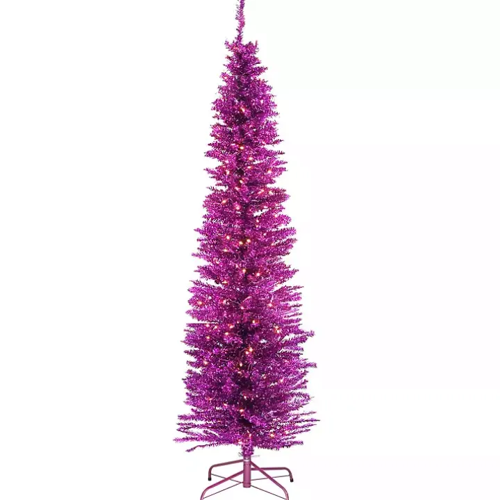 6 ft. Pre-Lit Pink Tinsel Christmas Tree