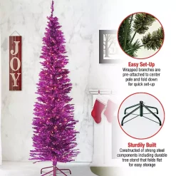 6 ft. Pre-Lit Pink Tinsel Christmas Tree