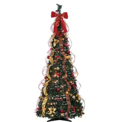 6 ft. Pre-Lit Pop-Up Decorated Christmas Tree