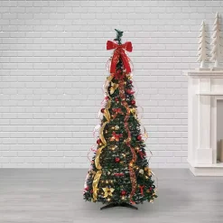 6 ft. Pre-Lit Pop-Up Decorated Christmas Tree