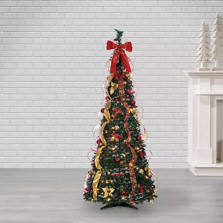 6 ft. Pre-Lit Pop-Up Decorated Christmas Tree