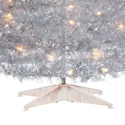 6 ft. Pre-Lit Silver Tinsel Pop-Up Christmas Tree