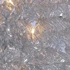 6 ft. Pre-Lit Silver Tinsel Pop-Up Christmas Tree