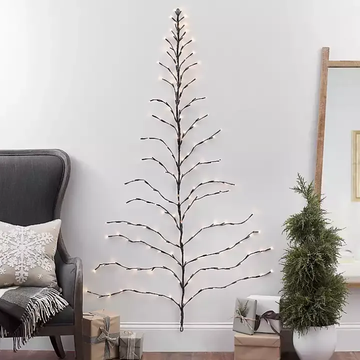6 ft. Pre-Lit Twig Wall Hanging Christmas Tree