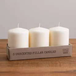 4 in. Ivory Pillar Candles, Set of 3