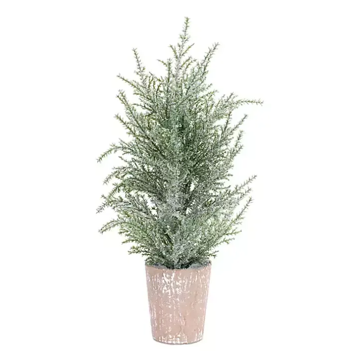 15 in. Potted Icy Pine Trees, Set of 4