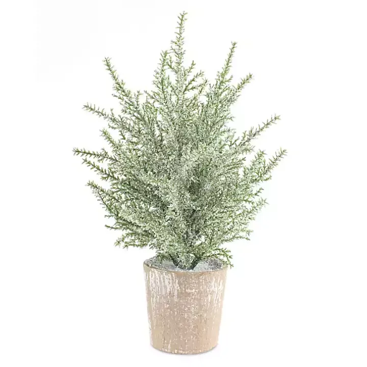 12 in. Potted Icy Pine Trees, Set of 6