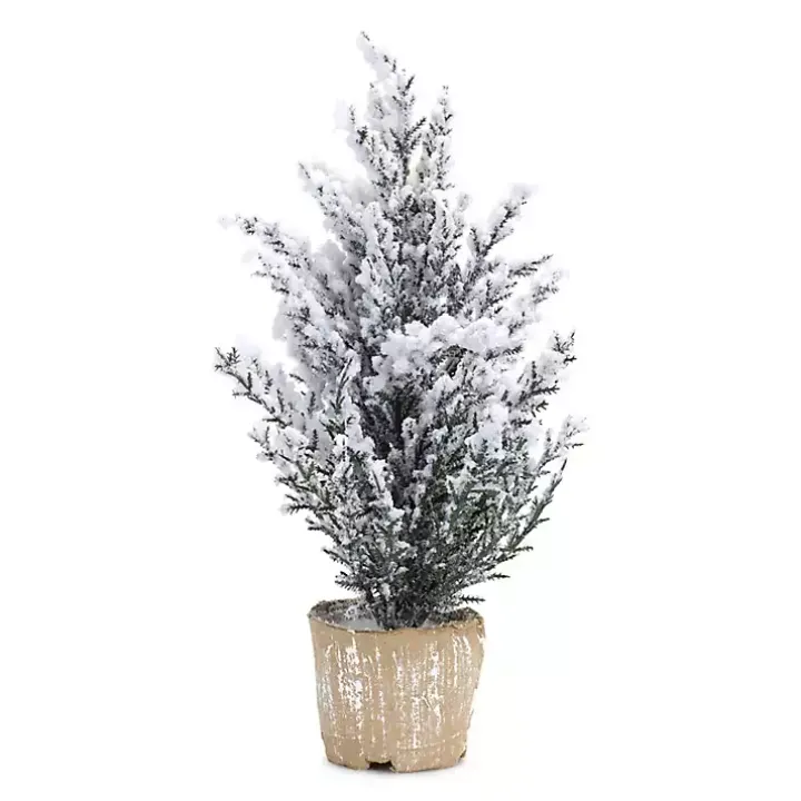 12 in. Potted Snowy Pine Trees, Set of 6