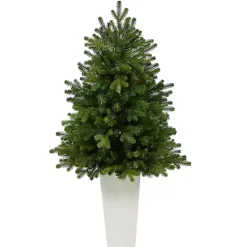 3.5 Lit Fir Christmas Tree in White Tower Planter