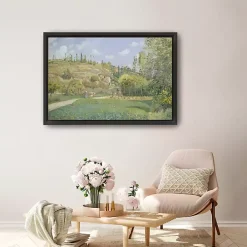 A Cowherd at Valhermeil Framed Canvas Art Print