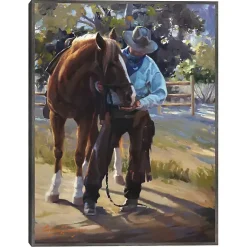 A Man And His Horse Framed Canvas Art Print