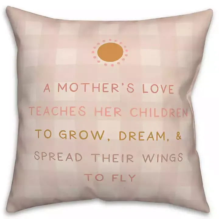 A Mother's Love Pink Plaid Indoor/Outdoor Pillow
