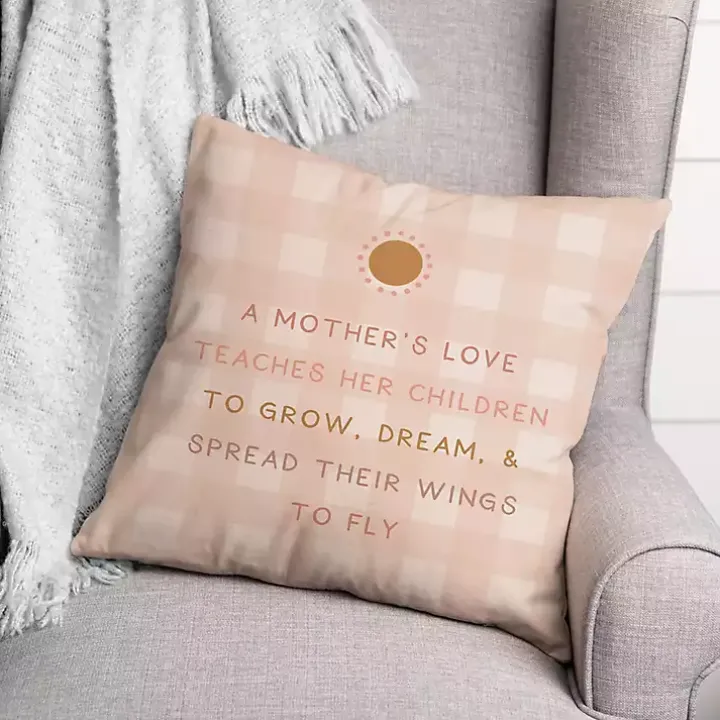A Mother's Love Pink Plaid Indoor/Outdoor Pillow