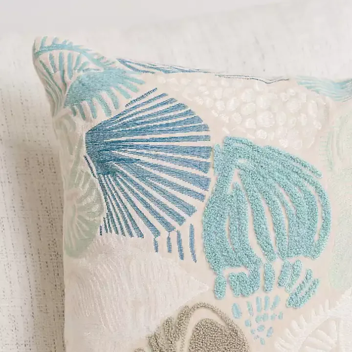 Abbey Embroidered Seashells Pillow