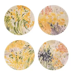 Abstract Floral Appetizer Plates, Set of 4