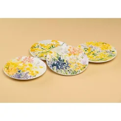 Abstract Floral Appetizer Plates, Set of 4