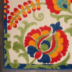 Abstract Floral Outdoor Area Rug, 7x10