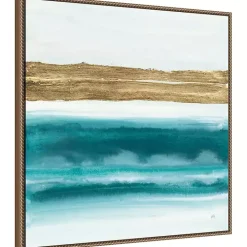 Abstract Gold Emerald Beach III Canvas Art Print