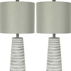 Abstract Gray Ribbed Stripes Table Lamps, Set of 2