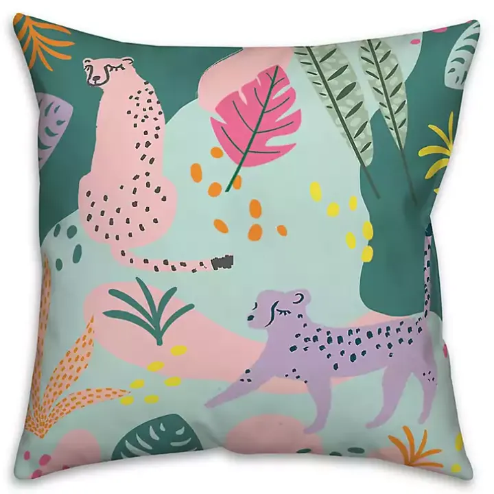 Abstract Jungle Leopard Throw Pillow