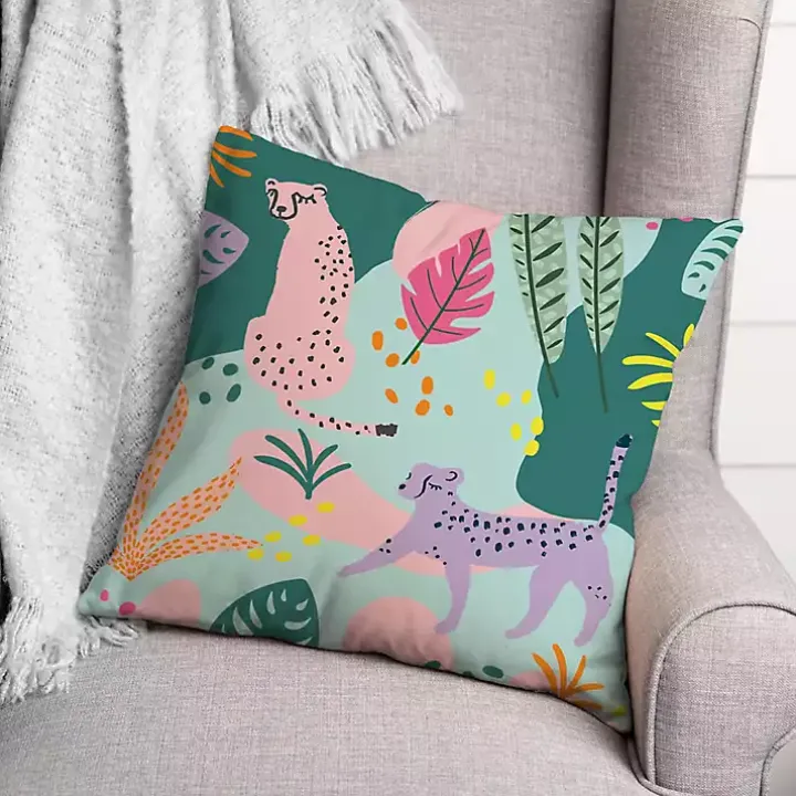 Abstract Jungle Leopard Throw Pillow