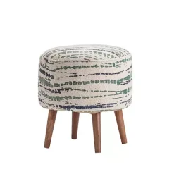 Abstract Lines Wood Ottoman Stool
