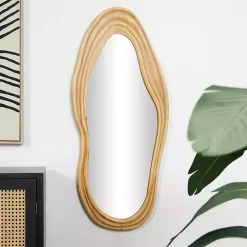 Abstract Wavy Wood Wall Mirror