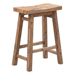 Acacia Barnwood Saddle Counter Stools, Set of 2