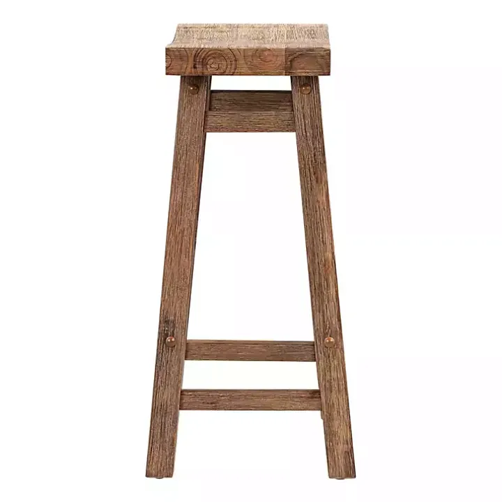 Acacia Barnwood Saddle Counter Stools, Set of 2