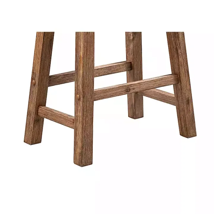 Acacia Barnwood Saddle Counter Stools, Set of 2