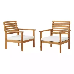 Acacia White Cushioned Outdoor Chairs, Set of 2